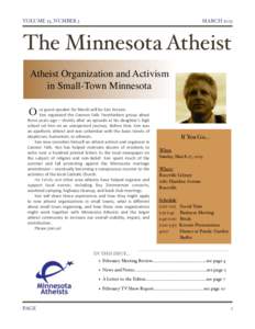 VOLUME 23, NUMBER 3!  MARCH 2013 The Minnesota Atheist Atheist Organization and Activism