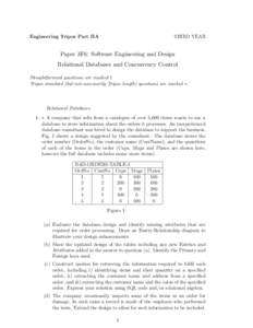 Engineering Tripos Part IIA  THIRD YEAR Paper 3F6: Software Engineering and Design Relational Databases and Concurrency Control