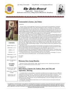 Joe Nokes, Commander  Camp Website: www.humphreys1625.com The Delta General August, 2012 Volume 15, Issue 7