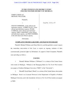 Case 2:15-cvDoc #1 FiledPage 1 of 25 Page ID#1  IN THE UNITED STATES DISTRICT COURT FOR THE WESTERN DISTRICT OF MICHIGAN CHERYL REED and MICHAEL WILLIAMS,