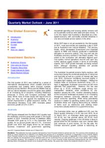 Quarterly Market Outlook – June 2011 The Global Economy    