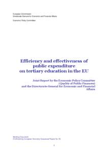 Literature review on the efficiency and effectiveness of tertiary education systems