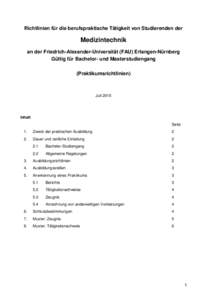 Richtlinien für die berufspraktische Tätigkeit von Studierenden der Elektrotechnik, Elektronik und Informationstechnik