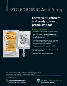 CATALOG  ZOLEDRONIC Acid 5 mg Convenient, efficient and ready-to-use premix IV bags