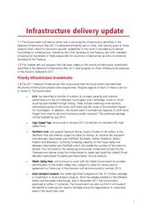 Infrastructure delivery update
