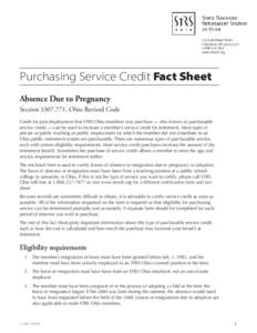 275 East Broad Street Columbus, OHwww.strsoh.org  Purchasing Service Credit Fact Sheet
