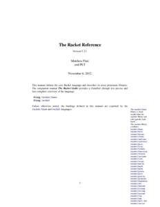 The Racket Reference VersionMatthew Flatt and PLT November 6, 2012