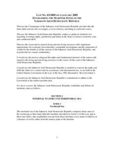 Microsoft Word - Law establishing the SADR maritime zones 21 Jan 09.rtf