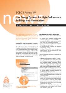 news ECBCS Annex 49 Low Exergy Systems for High-Performance Buildings and Communities Newsletter No. 7 March 2010
