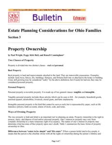 Estate Planning Considerations for Ohio Families Section 3 Property Ownership by Paul Wright, Peggy Kirk Hall, and Russell Cunningham*