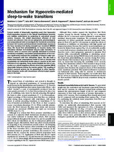 PNAS PLUS  Mechanism for Hypocretin-mediated sleep-to-wake transitions Matthew E. Cartera,b, Julia Brillc, Patricia Bonnavionb, John R. Huguenarda,c, Ramon Huertad, and Luis de Leceaa,b,1 a