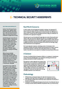 TECHNICAL SECURITY ASSESSMENTS  SOUTHERN CROSS SPECIALISTS Real World Concerns