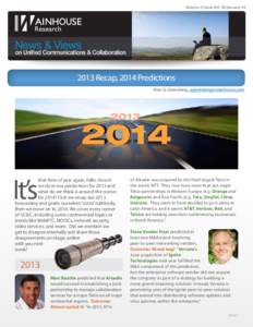Volume 15 Issue #01 09-January-14  News & Views on Unified Communications & Collaboration