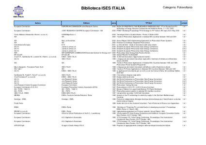Categoria: Fotovoltaico  Biblioteca ISES ITALIA