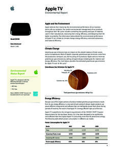 Apple TV Environmental Report Apple and the Environment  Model MD199