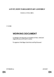 ACP-EU JOINT PARLIAMENTARY ASSEMBLY Committee on Political Affairs[removed]WORKING DOCUMENT