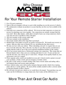 Why Mobile Edge for your remote starter