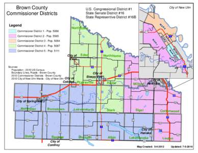 Brown County Commissioner Districts City of New Ulm  U.S. Congressional District #1