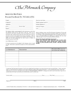 ABSENTEE BID FORM PLEASE FAX BACK TO: NAME: _________________________________________ DATE OF AUCTION:_________________________________