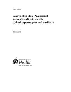 Final Report  Washington State Provisional Recreational Guidance for Cylindrospermopsin and Saxitoxin