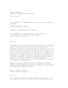 FEDERAL INFORMATION PROCESSING STANDARDS PUBLICATION[removed]February 9 U.S. DEPARTMENT OF COMMERCE/National Institute of Standards and Technology