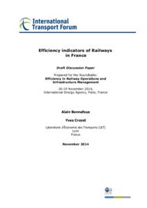 Efficiency indicators of Railways in France Draft Discussion Paper Prepared for the Roundtable: Efficiency in Railway Operations and Infrastructure Management