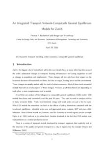 An Integrated Transport Network-Computable General Equilibrium Models for Zurich Thomas F. Rutherford and Renger van Nieuwkoop ∗