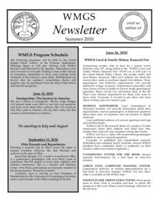 Summer 2010 Newsletter WMGS