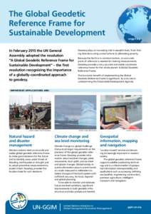 The Global Geodetic Reference Frame for Sustainable Development unggrf.org  In February 2015 the UN General