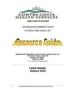 PUBLIC HEALTH DIVISION  Developmental Disabilities Council of Contra Costa County, Inc.  Developmental Disabilities Council of Contra Costa County, Inc.