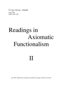 Readings in Axiomatic Functionalism II