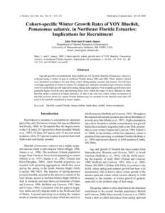 Cohort-specific Winter Growth Rates of YOY Bluefish & Pomatomus saltatrix & in Northeast Florida Estuaries: Implications for Recruitment