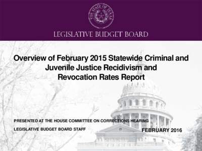 Overview of February 2015 Statewide Criminal and Juvenile Justice Recidivism and Revocation Rates Report