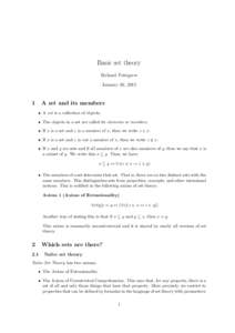 Basic set theory Richard Pettigrew January 26, 2012 1