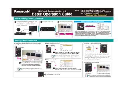 HD Visual Communication Unit  Model No. Basic Operation Guide