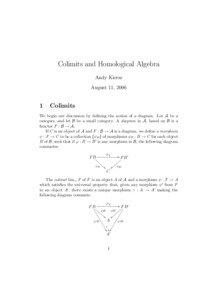 Colimits and Homological Algebra Andy Kiersz August 11, 2006