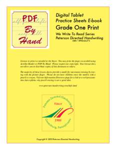 Digital Tablet Practice Sheets E-book Grade One Print We Write To Read Series Peterson Directed Handwriting