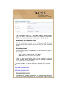 DME Consultation Paper Date 21 DecemberCP No.
