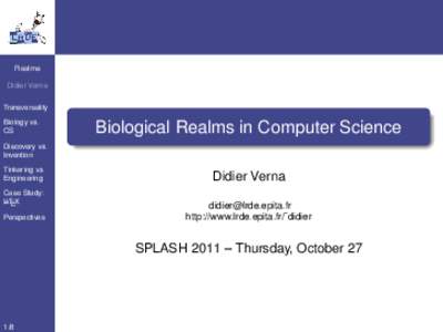 Realms Didier Verna Transversality Biology vs. CS