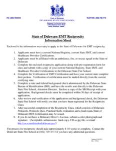 State of Delaware EMT-B Reciprocity