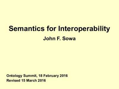 Semantics for Interoperability John F. Sowa Ontology Summit, 18 February 2016 Revised 15 March 2016