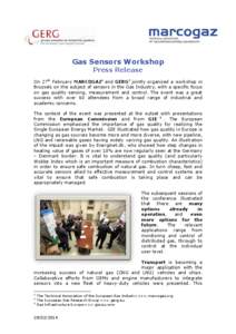 Microsoft Word - PRESS RELEASE_GERG-MARCOGAZ Gas Sensor Workshop_Final.docx