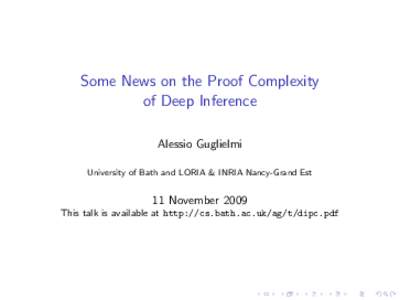 Some News on the Proof Complexity  of Deep Inference