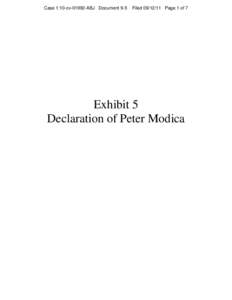 Case 1:10-cvABJ Document 9-5  FiledPage 1 of 7 Exhibit 5 Declaration of Peter Modica