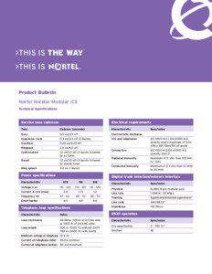 Nortel Norstar Modular ICS Technical Specifications