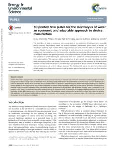 3D printed flow plates for the electrolysis of water: an economic and adaptable approach to device manufacture