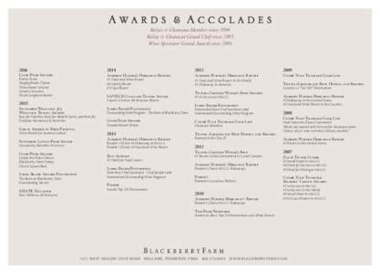 James Beard Foundation Award / Cond Nast Traveler / Mandarin Oriental Hotel Group / Mandarin Oriental /  Bangkok / Auberge Resorts