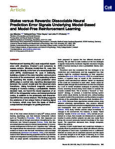 States versus Rewards: Dissociable Neural Prediction Error Signals Underlying Model-Based and Model-Free Reinforcement Learning
