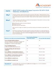 FACTS Why? What?  WHAT DOES Academy Mortgage Corporation DO WITH YOUR