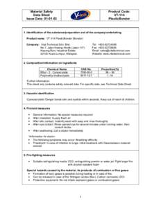 Product Code: VT-114 PlasticBonder Material Safety Data Sheet
